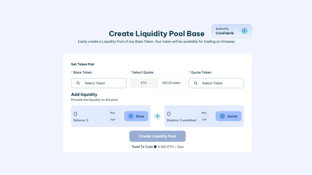Schritt-für-Schritt-Anleitung zum Erstellen einer liquidity pool für einen token. Dritte Blockchain: Base.