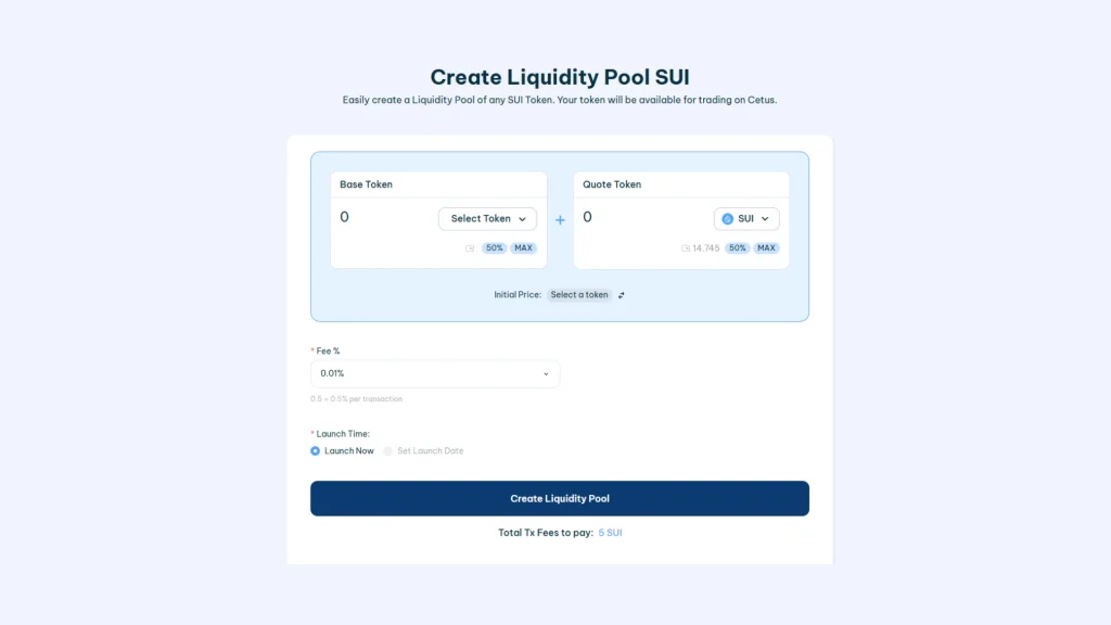 Schritt-für-Schritt-Anleitung zum Erstellen einer liquidity pool für einen token. Neunte Blockchain: Sui
