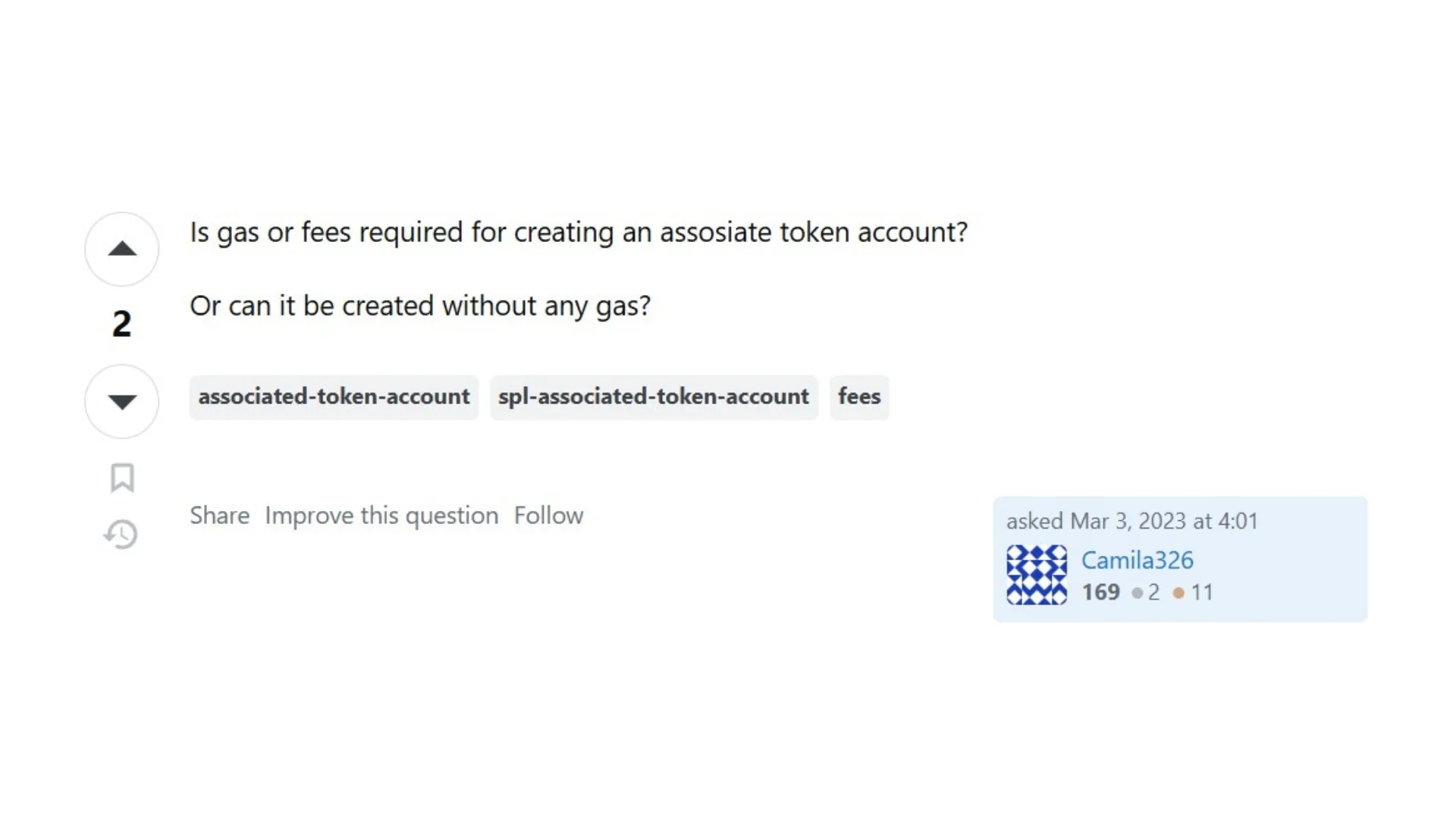 Stack Exchange User asking if there is a way to create a SPL Token without paying gas fees