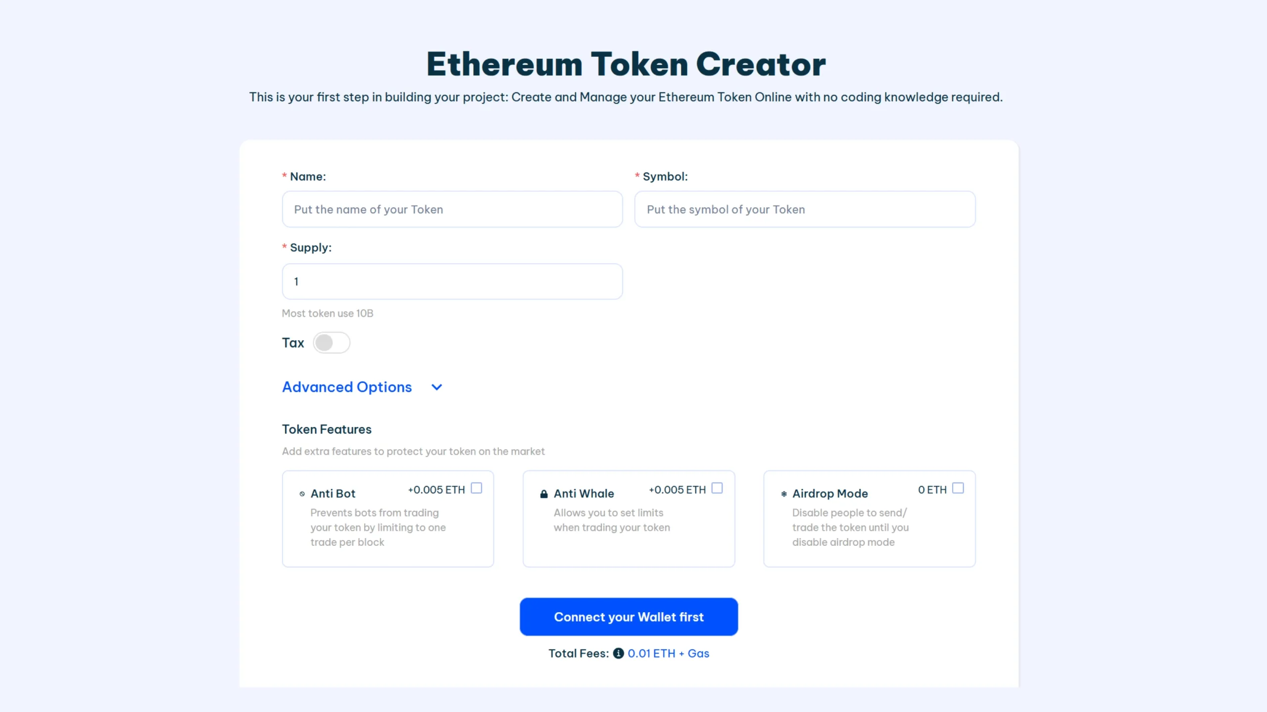 ethereum token creator by Smithii Tools ERC20 token making, screenshot