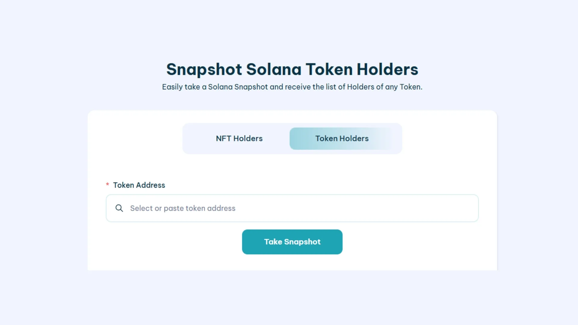 Cómo hacer un snapshot de token holders en Solana, screenshot de Smithii.