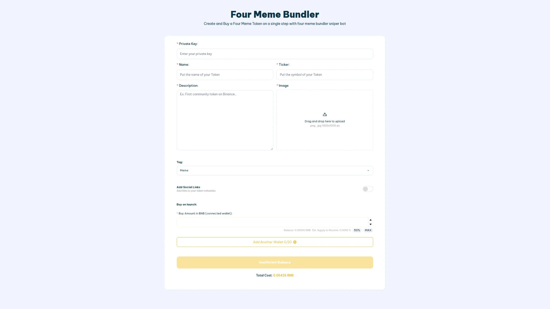 Four Meme Bundler: a way to create a memecoin on BNB Chain trough launchpad avoiding sniper bots and making the first buy order after launching