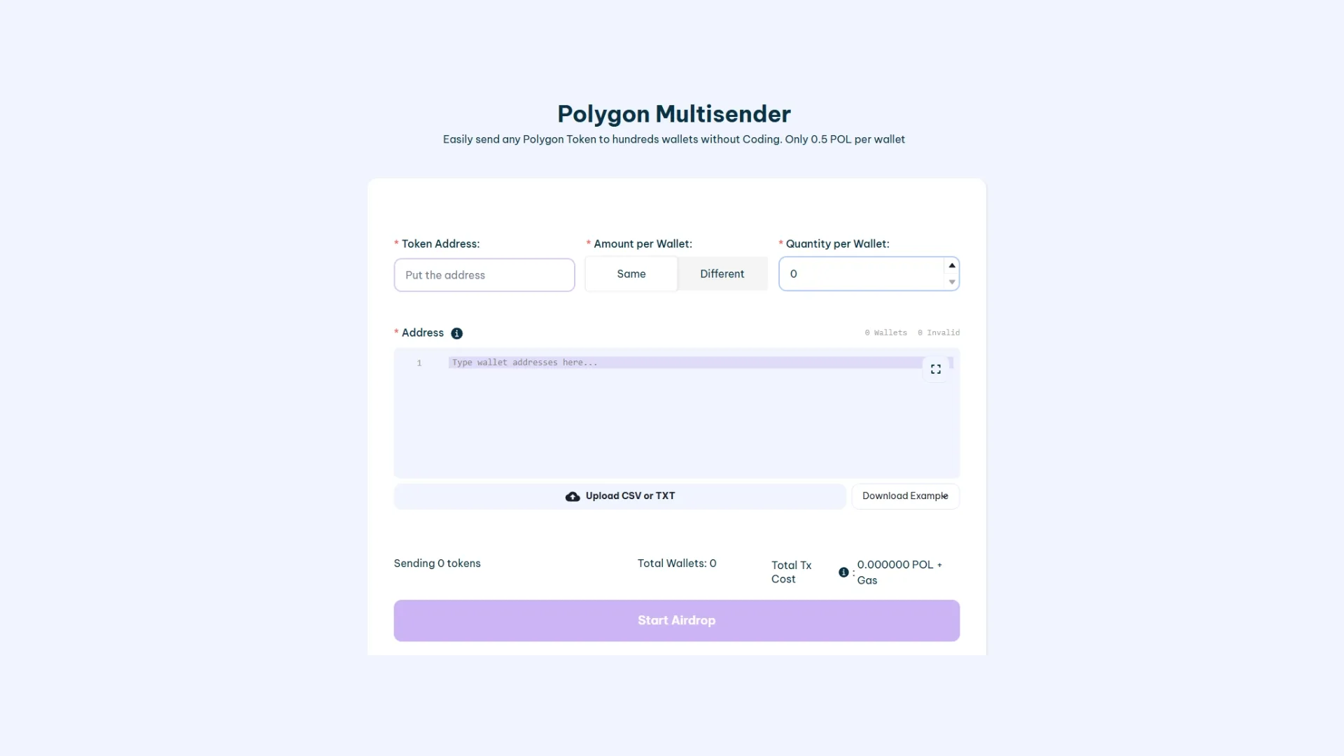 how-to-make-an-airdrop-on-polygon-screenshot Tool to run an airdrop on Polygon with zero hassle. Screenshot of the Smithii interface.