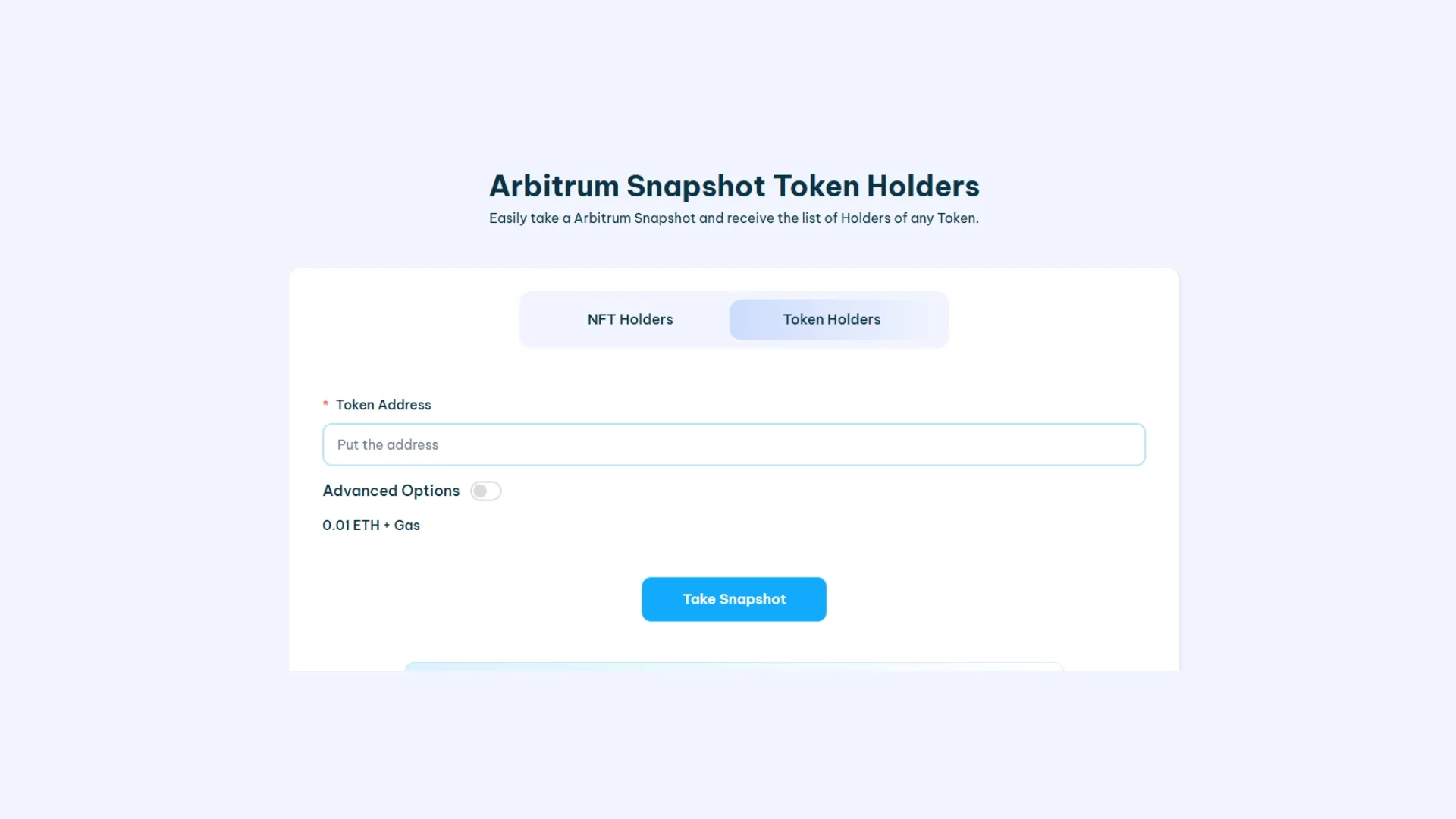 Cómo hacer un snapshot en Arbitrum de cualquier token usando Smithii Tools.
