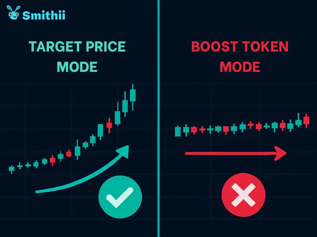 Boost token vs target proce modes on volume bot smithii tool to avoid bubble maps on pumpfun - Smithii