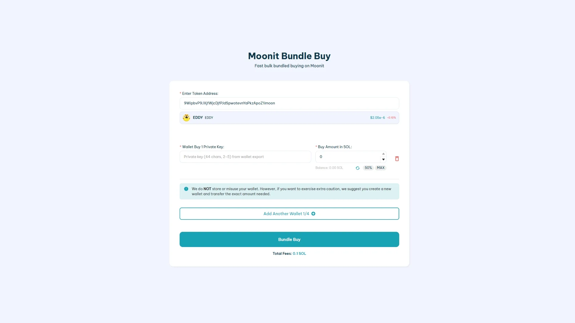 how-to-use-moonit-bundle-buy-screenshot tokenをローンチした後も、SmithiiのMoonit Bundle Buy Botでbundle取引を継続できます。