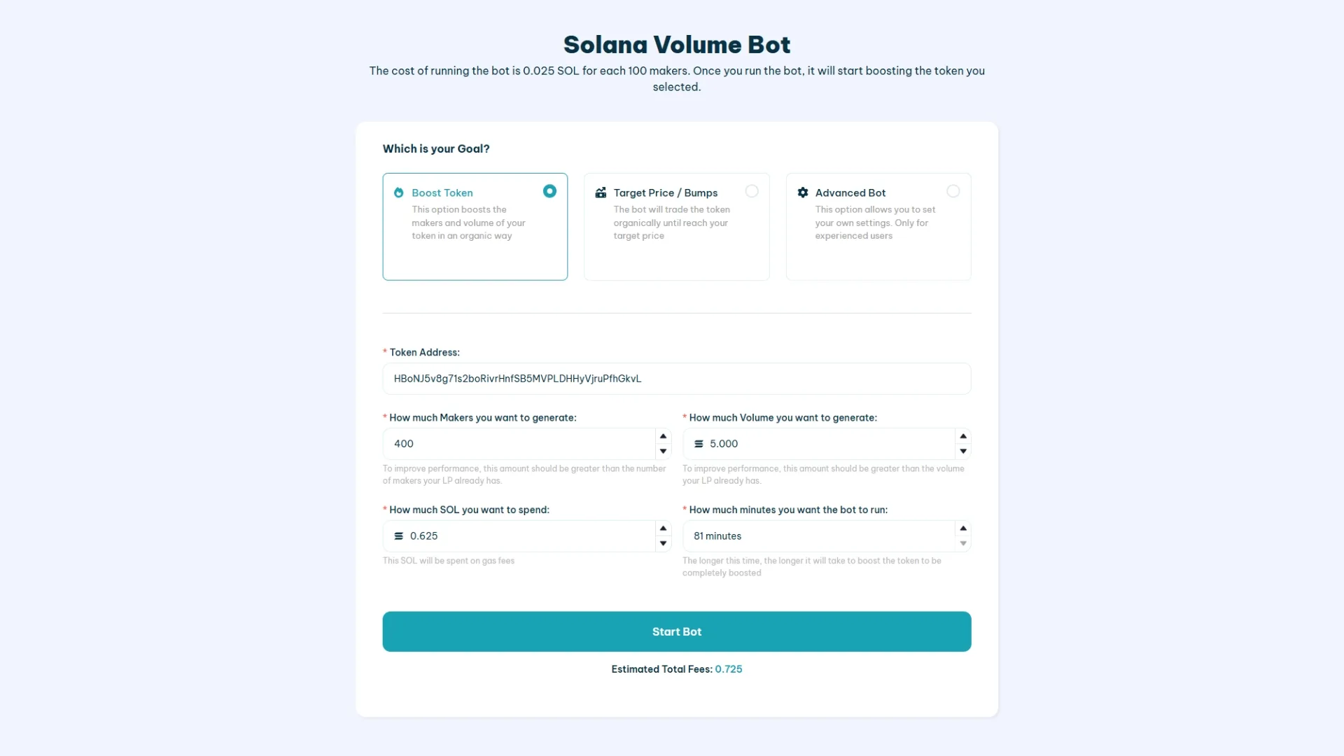 raydium-volume-bot Raydium Bot possible using the general version of Smithii to boost tokens. Screenshot of the graphical interface