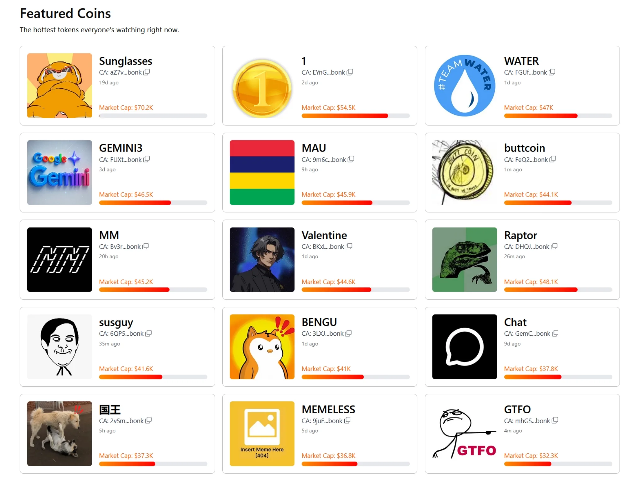 MEMECOINS ON HEATING UP SECTION IN LETSBONK
