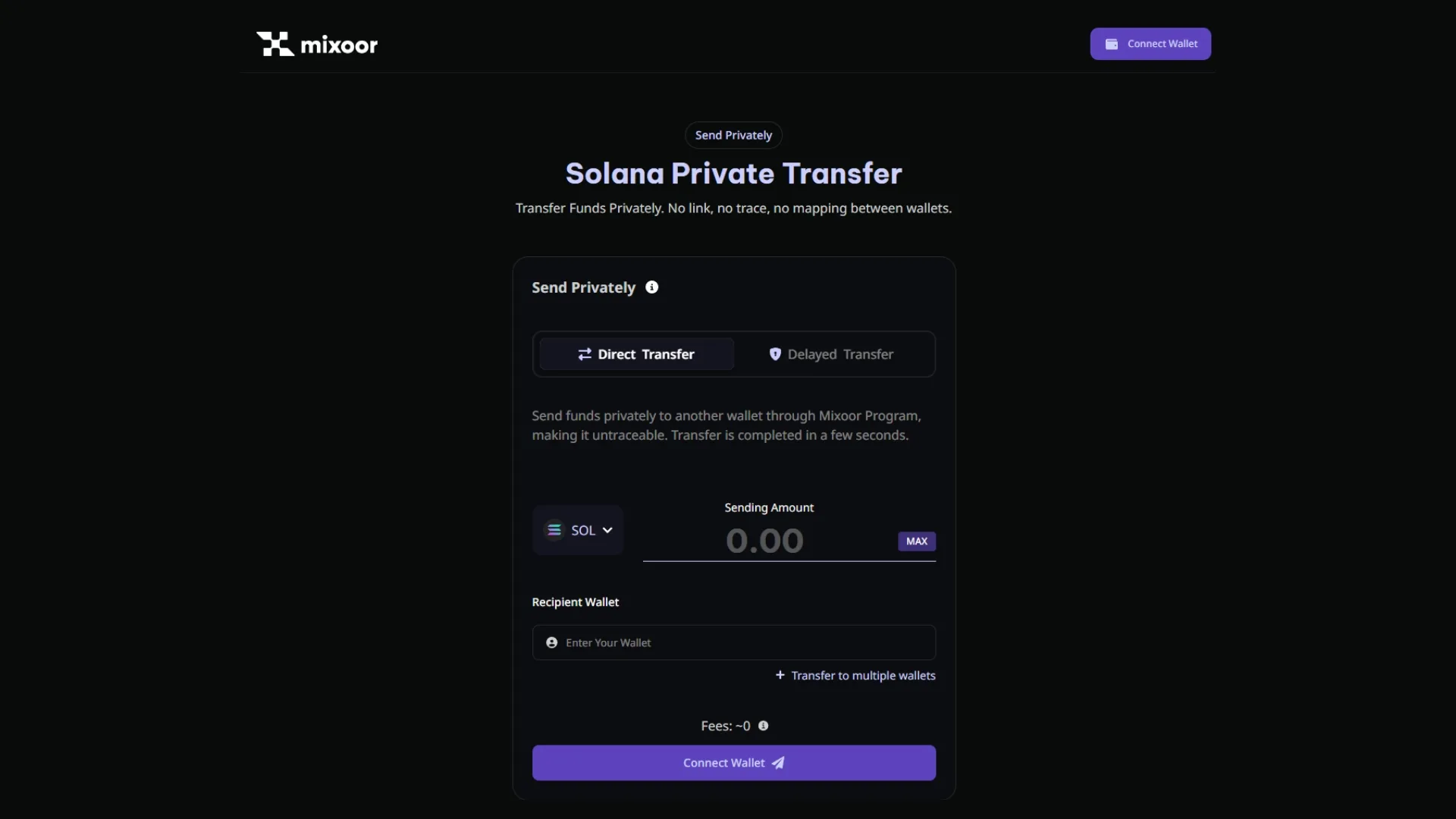 solana-mixer-screenshot-mixoor-fun Solana Cash alternatief: Mixoor.fun screenshot om eenvoudig privé-transacties te doen.