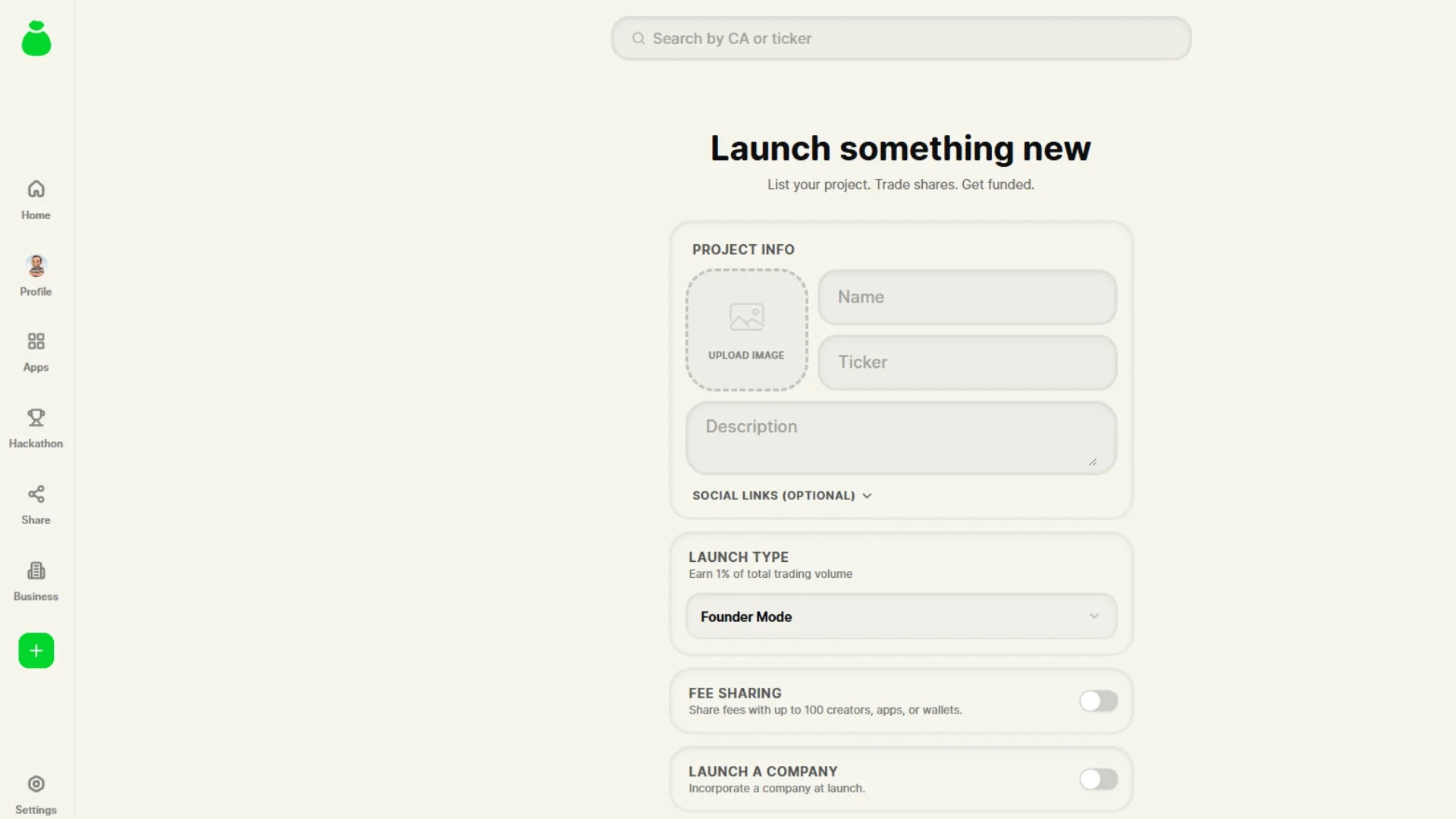 traditional-launch-meme-coin-bags-fm Lançar uma meme coin Bags.fm: método tradicional. Captura de tela da launchpad momento da criação de um novo projeto.
