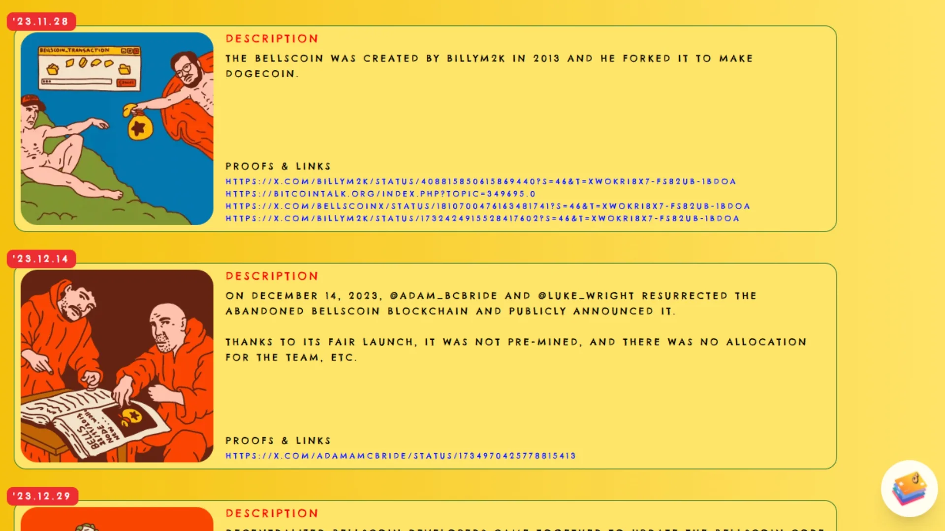 bellscoin-first-meme-coin-website-screenshot 復活後のBellscoinのページキャプチャ。独自のキャラクター性とブランドとしての存在感によってmemecoinとして最初に認識されたプロジェクトの1つ。