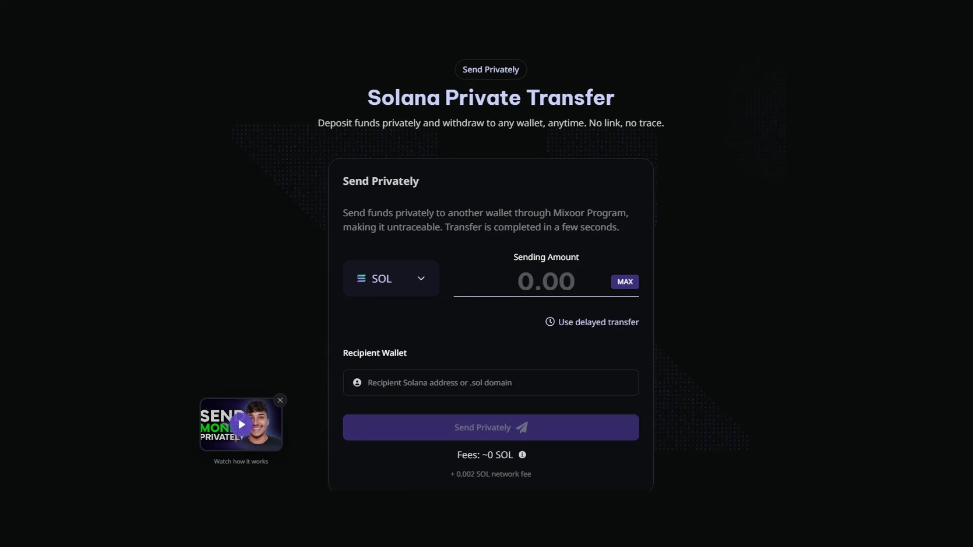 Como fazer transações de cripto não rastreáveis: captura de tela do Mixoor, protocolo de privacidade.