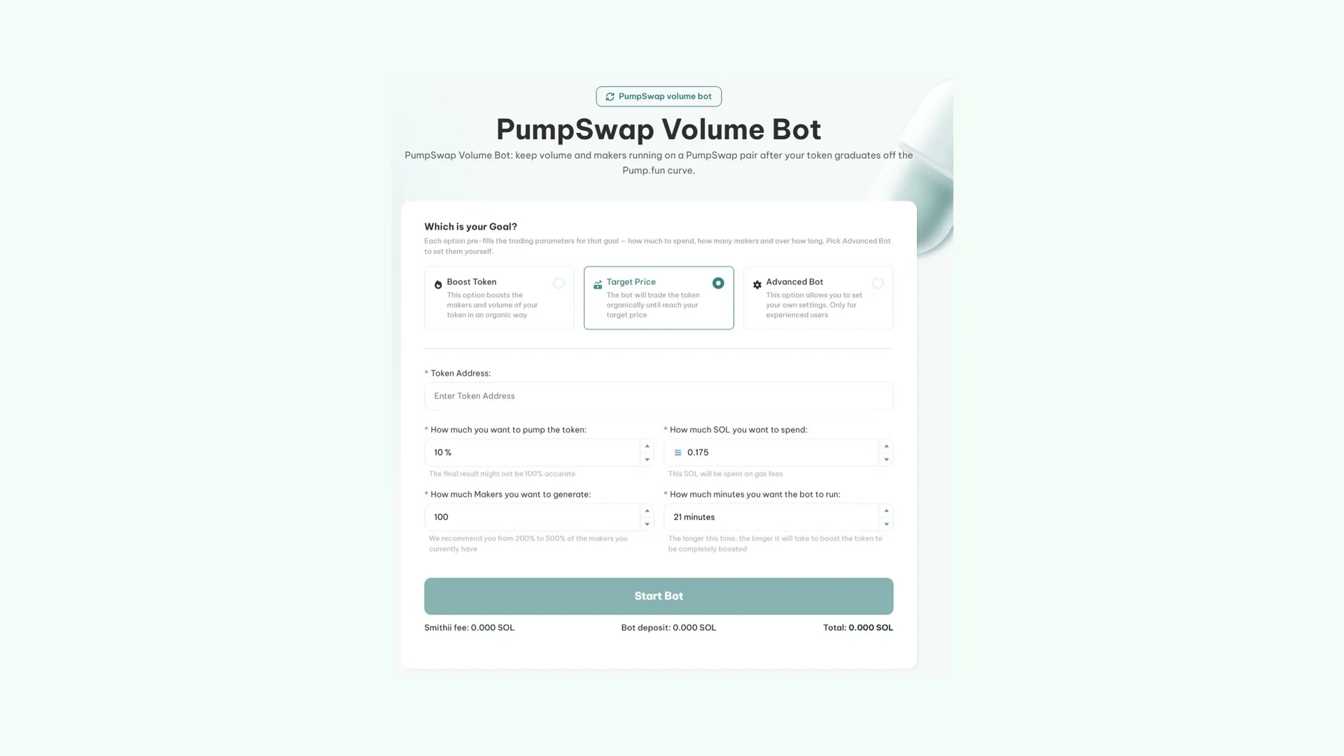solana-pumpswap-volume-bot-screenshot-2 PumpSwap Volume Bot en mode Target Price / Bumps pour bump le prix d'un meme coin sur PumpSwap