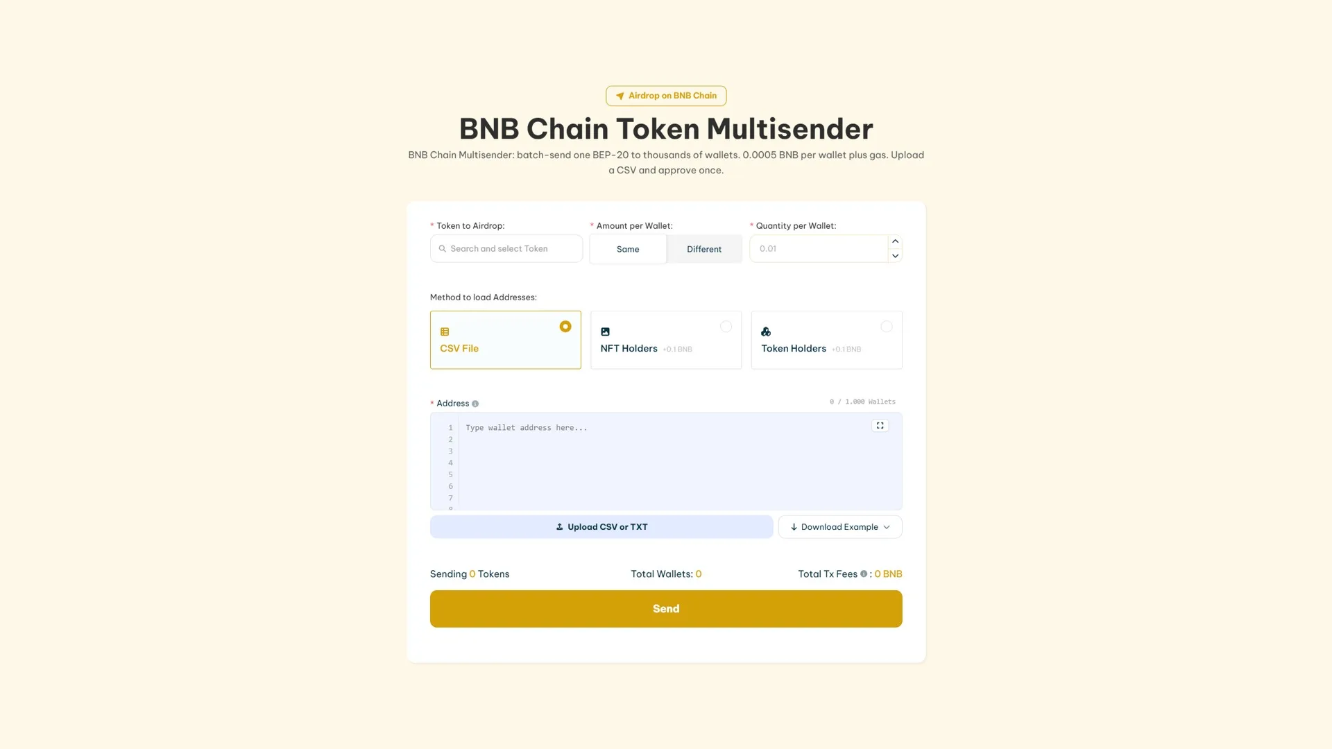 How to airdrop Binance tokens using Smithii Tools