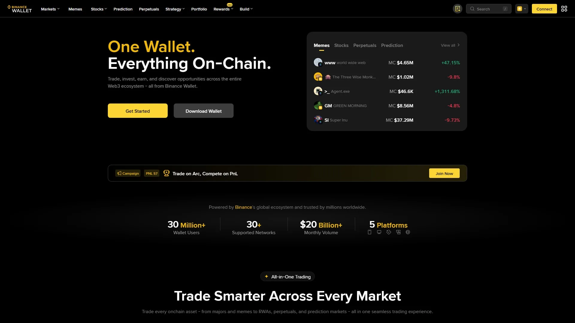 Binance Wallet homepage, the self-custody wallet from Binance
