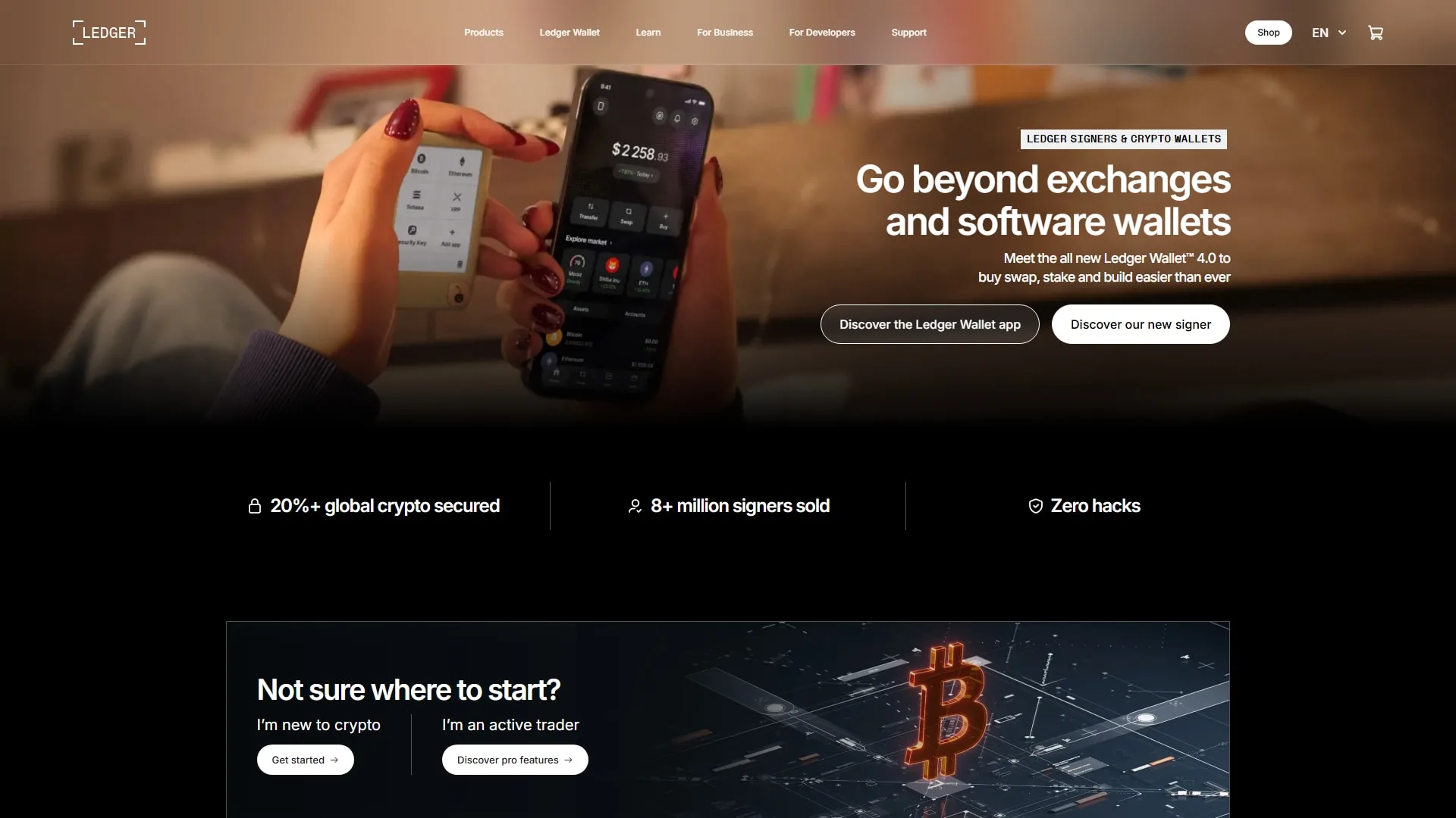 Ledger homepage, the hardware wallet for storing your BNB Chain crypto