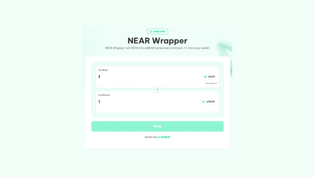 NEAR Wrapper de Smithii wNEAR: NEAR Wrapper de Smithii convirtiendo NEAR en wNEAR 1:1 a través de wrap.near