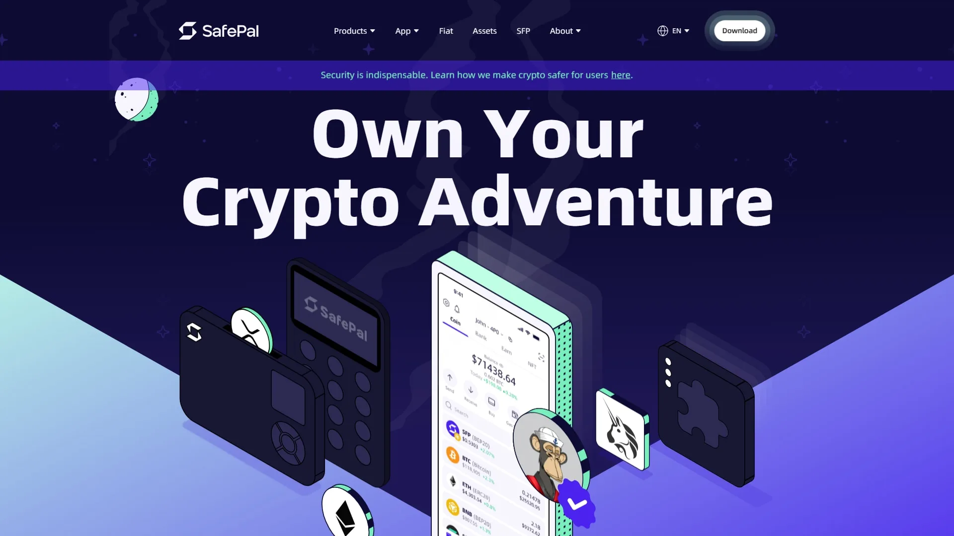 SafePal homepage, software and hardware wallet compatible with BNB Chain