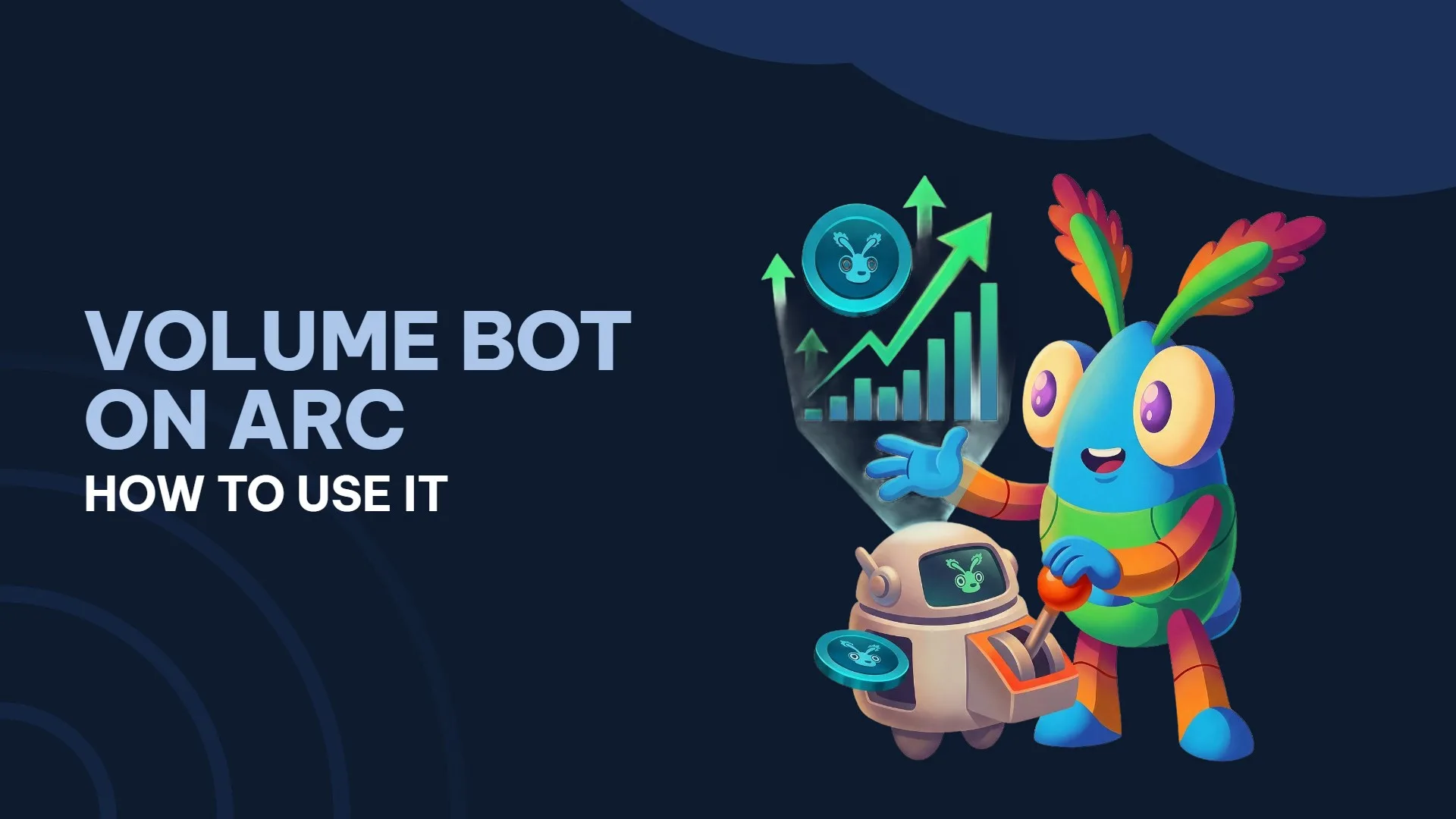 Cómo generar volumen para un token en Arc: el Shrimp de Smithii manejando un bot con un gráfico de volumen al alza